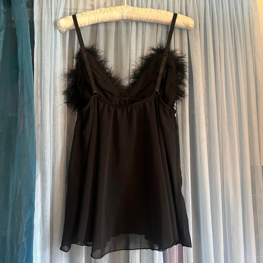 Faux Feather Trim Babydoll Slip Top - Picture 6 of 6
